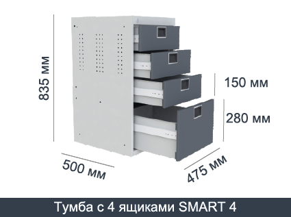 верстак слесарный металлический SMARTSMART 1760.1.P.4.1-1.d