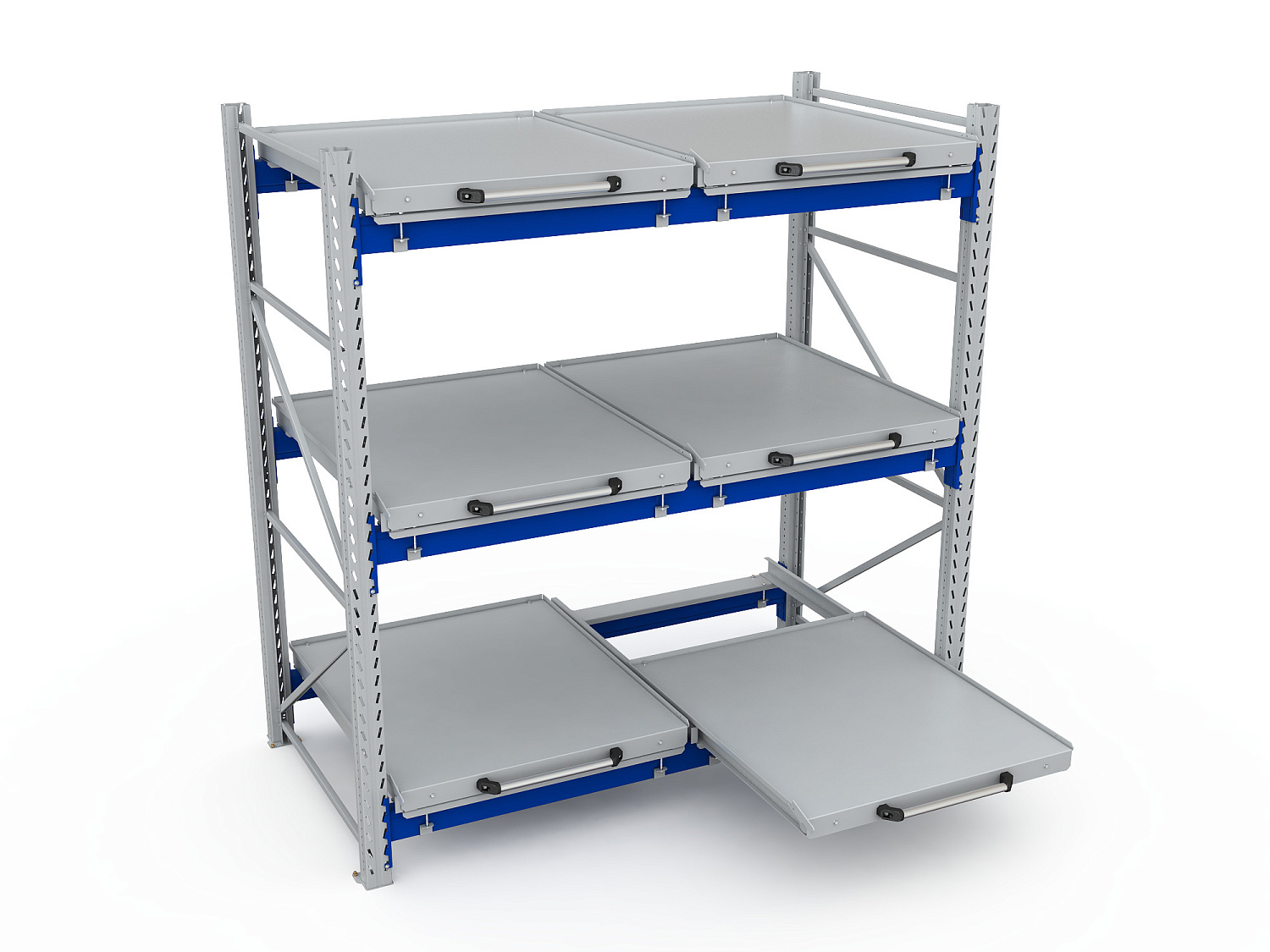Стеллаж с выкатными платформами S-HEAVY 500 (3 яруса хранения)