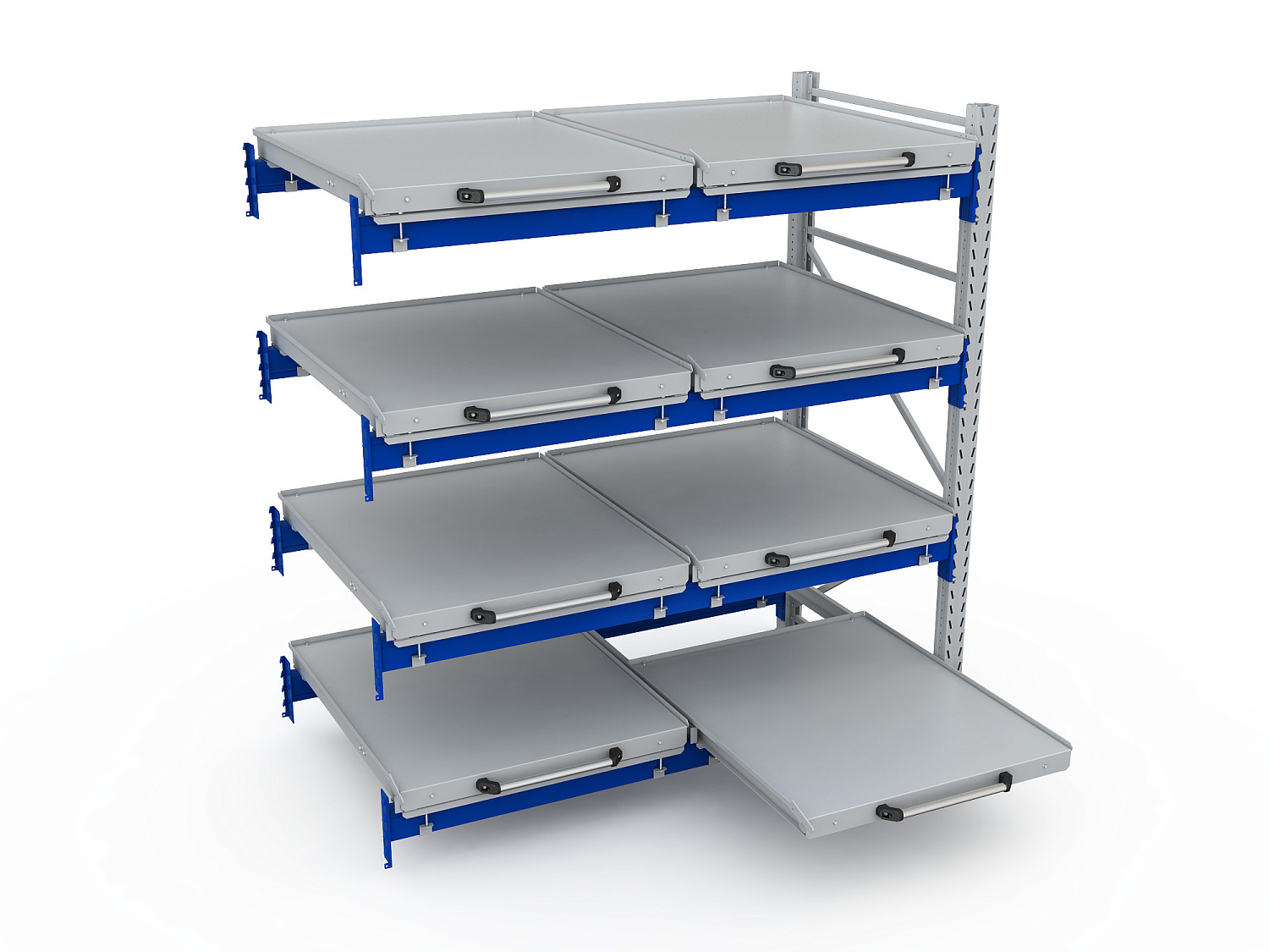 Стеллаж с выкатными платформами S-HEAVY 500 (4 яруса хранения)