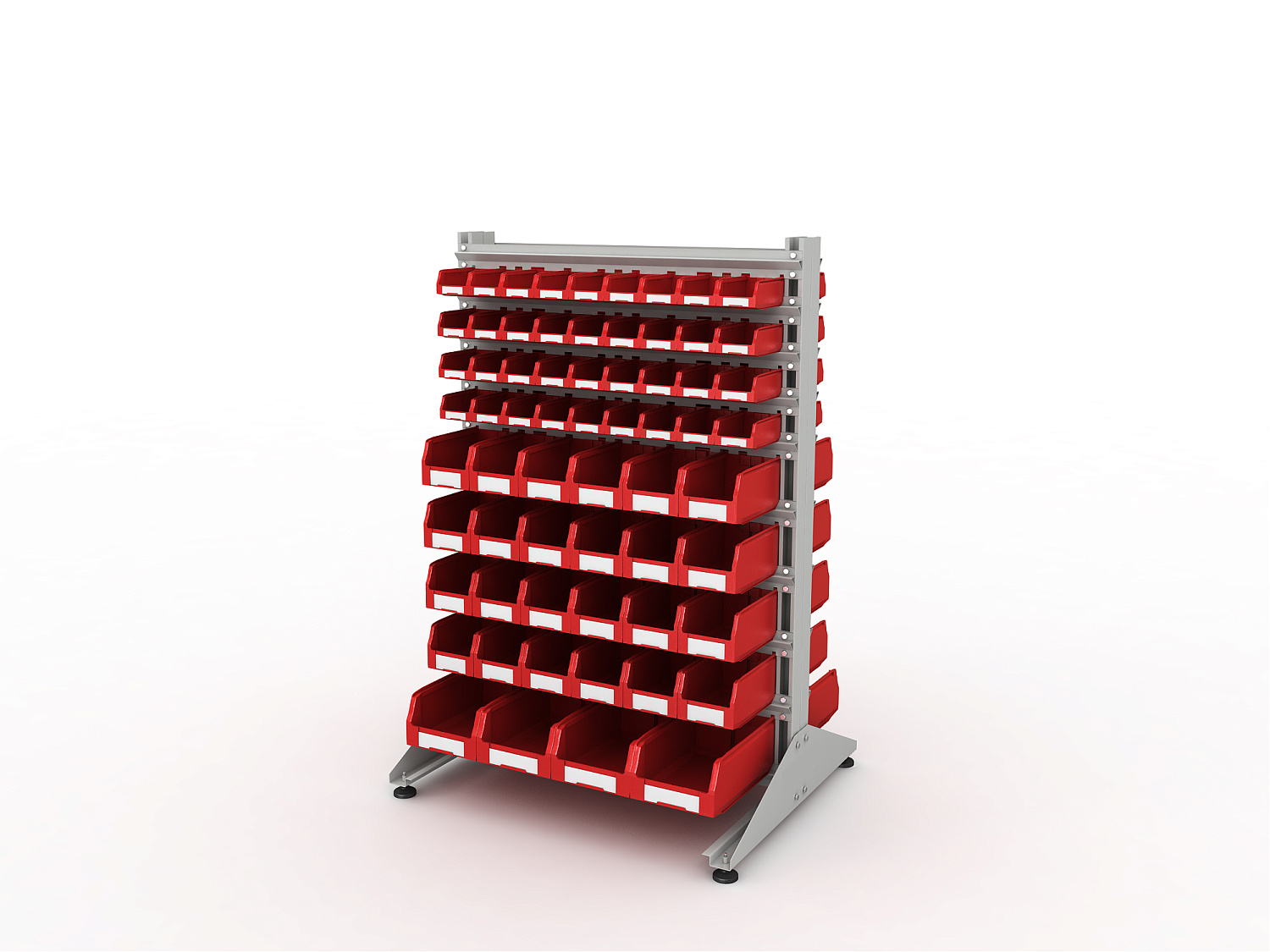 Стеллаж для пластиковых лотков SORTEX двухсторонний 1500x1000x800.05