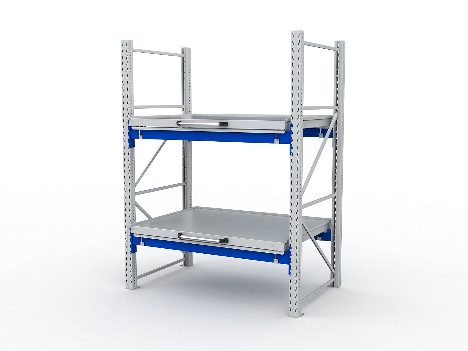 Стеллаж с выкатными платформами S-HEAVY 1000/1300 (2 яруса хранения)