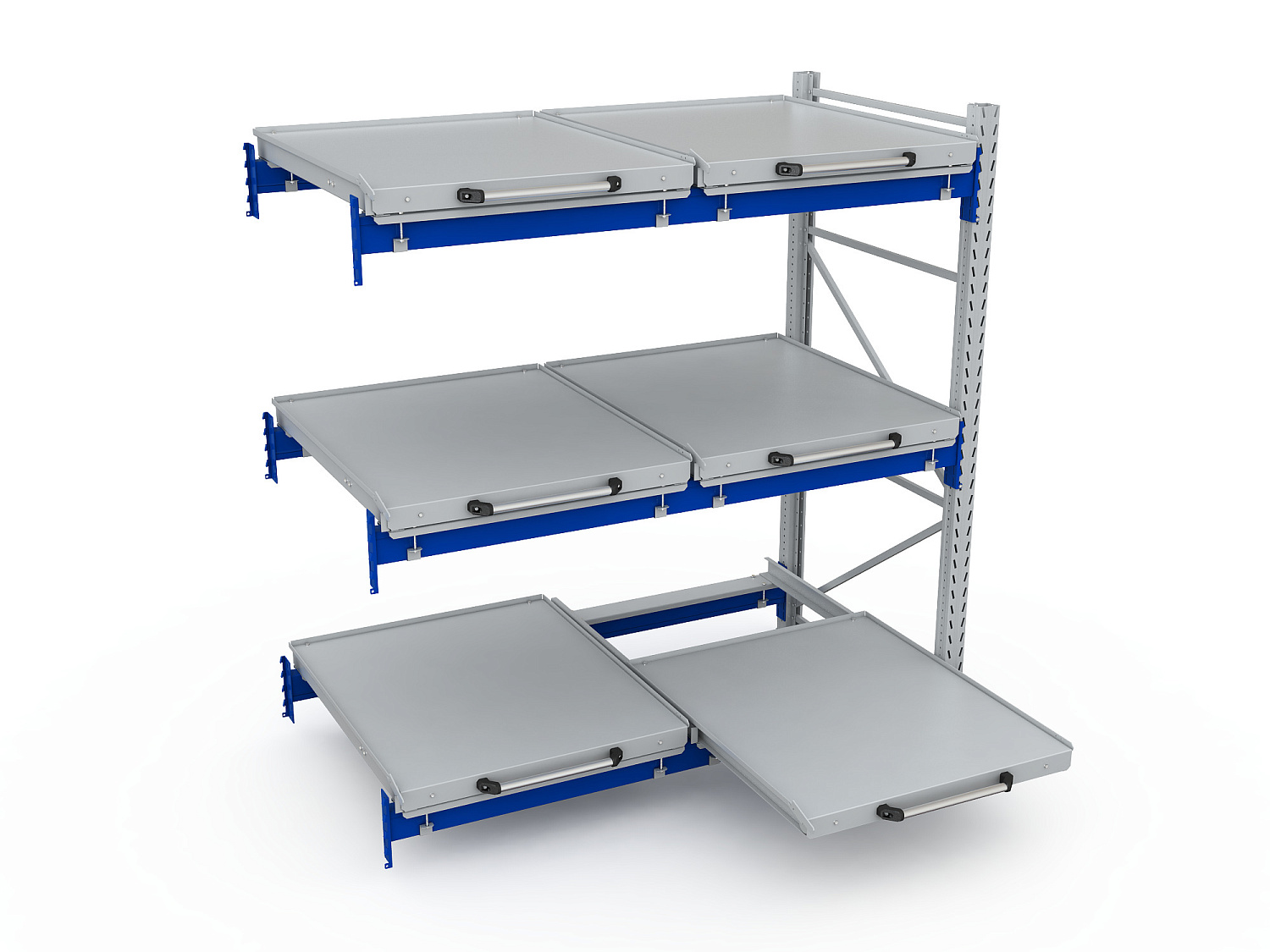 Стеллаж с выкатными платформами S-HEAVY 500 (3 яруса хранения)