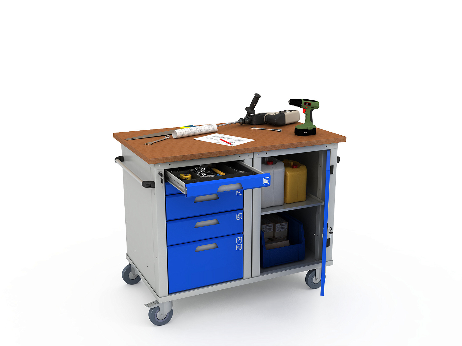 Верстак мобильный двухтумбовый WOKER PRO 2501.1200 Верстак мобильный двухтумбовый WOKER PRO 2501.1200